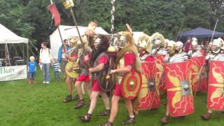 Roman Reenactment at the Amphitheatre in Caerleon Marching In [upl. by Arinaj]