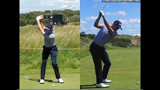 Justin Thomas golf swing  Long Iron faceon amp downtheline July 2017 [upl. by Lecia540]