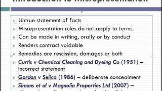 Misrepresentation Lecture 1 of 4 [upl. by Azelea787]